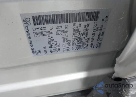 2025 Nissan Rogue Sv Intelligent Awd from USA, damaged, VIN 5N1BT3BB6SC832312